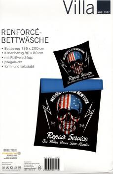 Bettwäsche Skull USA - Motorcycle Club Repair Service - 135 x 200 cm - Renforcé